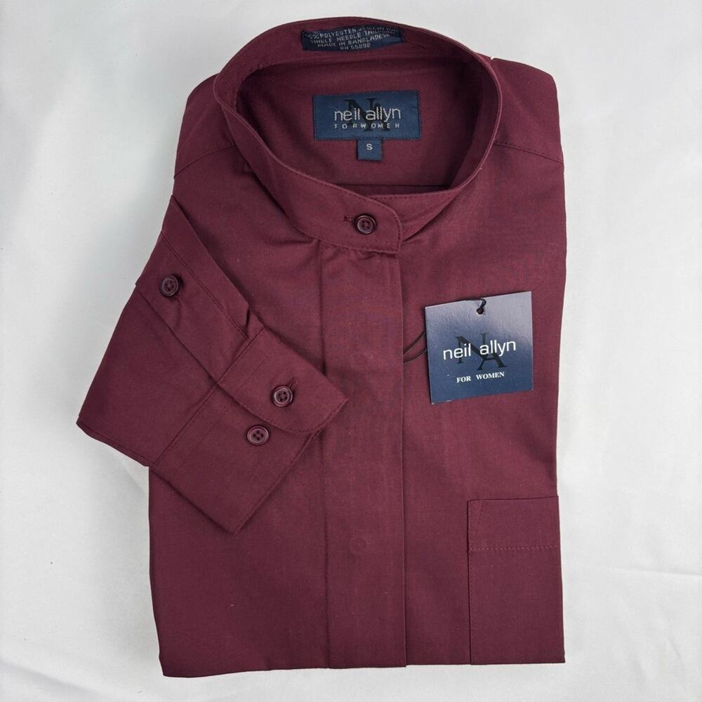 NWT Neil Allyn Women's Burgundy Button Down Shirt Long Sleeve Uniform Shirt, Sml